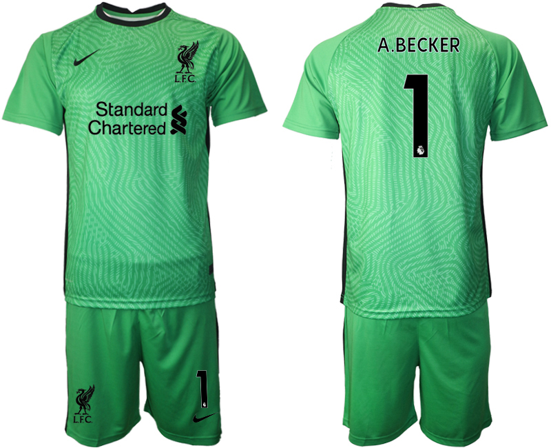 2021 Men Liverpool green goalkeeper 1. soccer jerseys->liverpool jersey->Soccer Club Jersey